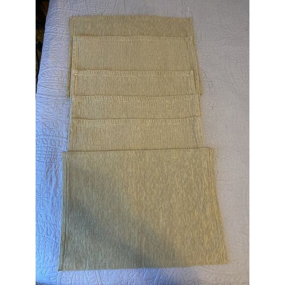 Set 6 Pier 1 Imports PMAT AGRIA RIB KHAKI 100% Cotton Placemats India - Picture 1 of 5
